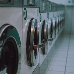 A row of washing machines