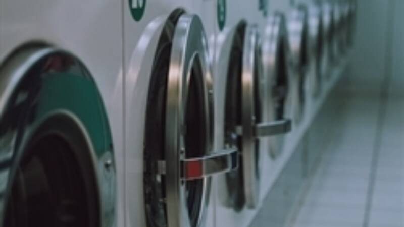 A row of washing machines